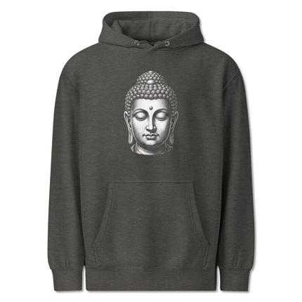 Spiritual Buddha Head Meditation Hoodie with Zen graphic print on fleece pullover.