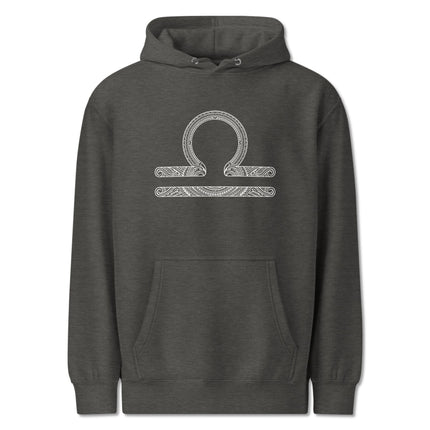 Libra zodiac scales hoodie featuring an intricate astrology symbol design.