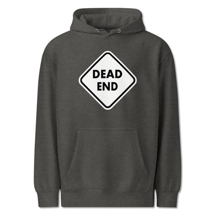Dead End Sign graphic printed on a black pullover hooded sweatshirt.