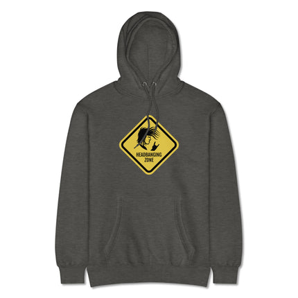 Black Headbanging Zone Rock On Metal warning sign graphic pullover hoodie.