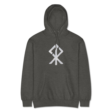 Courage Bind Rune Hoodie featuring a Norse Viking warrior symbol print.
