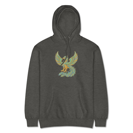 Homa Bird Hoodie | Persian Mythology Phoenix Gold Teal Graphic Pullover Hoodie