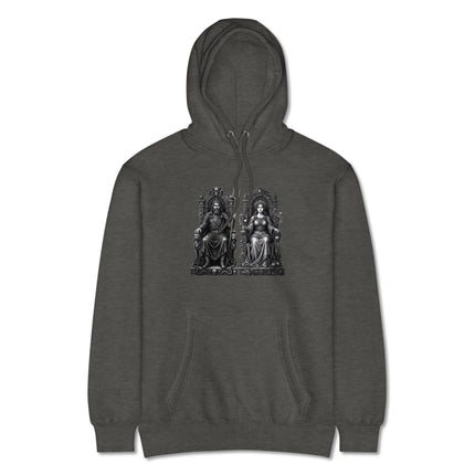 Greek Mythology hoodie featuring Hades and Persephone on a throne.