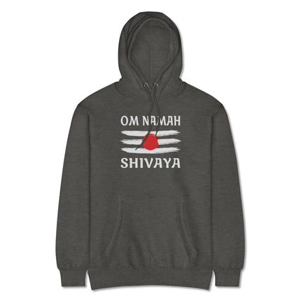 Om Namah Shivaya mantra tripundra print unisex pullover hoodie for Shiva devotees.