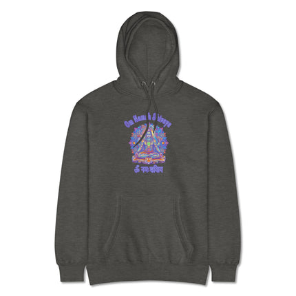 Om Namah Shivaya Shiva meditation hoodie featuring spiritual Hindu god graphic print.
