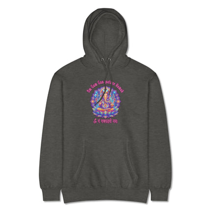 Vibrant Ganesha hoodie featuring Om Gam Ganapataye Namah Hindu God mantra print.