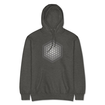 Flower of Life sacred geometry graphic on a unisex pullover hoodie.