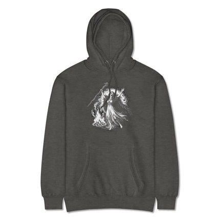 Morrigan Celtic Goddess graphic hoodie featuring dark mythology and witchy designs print.