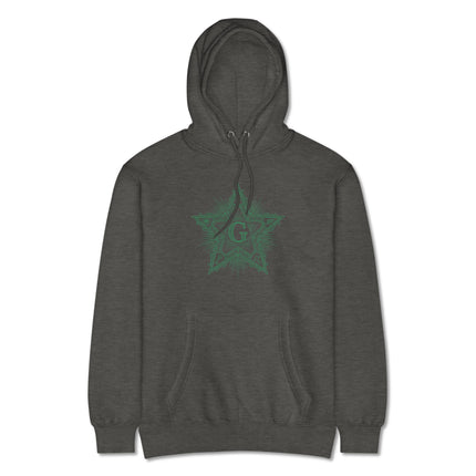 Masonic Blazing Star sacred geometry design printed on a pullover hoodie.