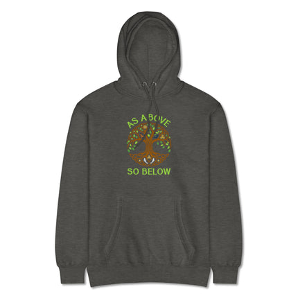 Spiritual pullover hoodie featuring a detailed Tree of Life and Celtic Knot pattern design.