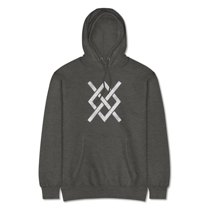 Odin's Gungnir spear design on a distressed Norse Viking mythology hoodie pullover.