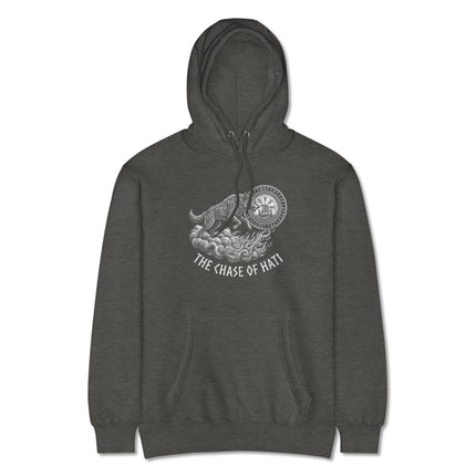 Black hoodie featuring the Hati wolf and Norse mythology mythical beast tattoo graphic.