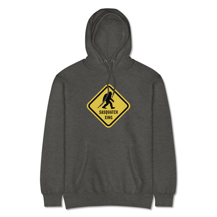 Sasquatch Xing Warning Sign Hoodie | Bigfoot Crossing Funny Pullover Hoodie
