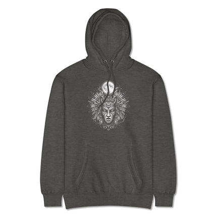 Tribal Moon Mask Hoodie | Celestial Moon Design Pullover