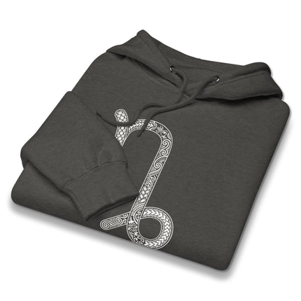 Ornate Capricorn zodiac symbol hoodie featuring an astrological star sign pullover print.