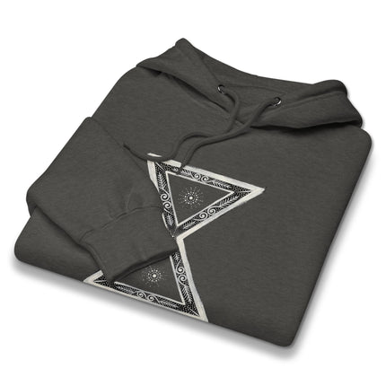 Lakota Kapemni symbol graphic on an indigenous Native American pullover hoodie.