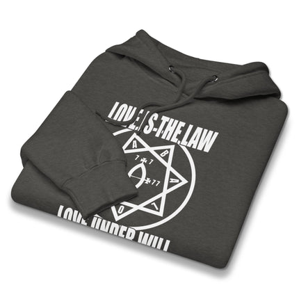 Love Is The Law Star of Babalon Thelema Aleister Crowley graphic hoodie pullover.