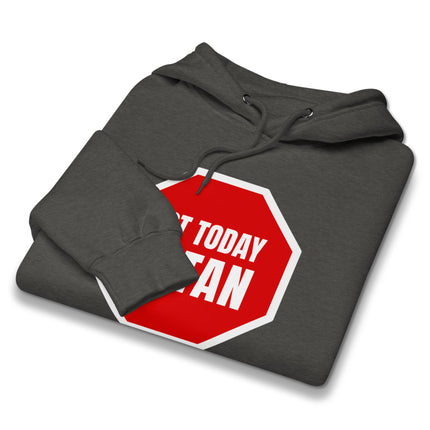 Funny pullover hoodie featuring 'Not Today Satan' text and an anti-devil stop sign graphic.