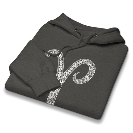 Aries zodiac tribal hoodie featuring a Polynesian astrology symbol design.