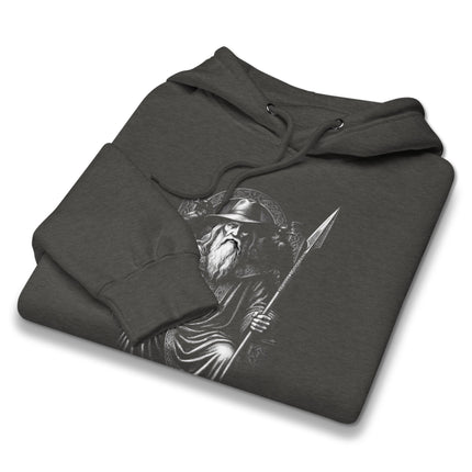 Odin and Frigg Norse Gods hoodie featuring Viking king and queen raven graphic design.