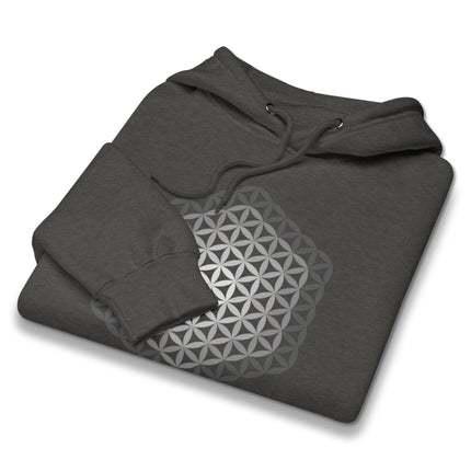 Flower of Life sacred geometry graphic on a unisex pullover hoodie.