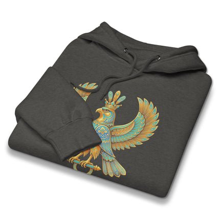 Persian Shahbaz Falcon Hoodie | Mythical Winged Bird Symbol Pullover Hoodie