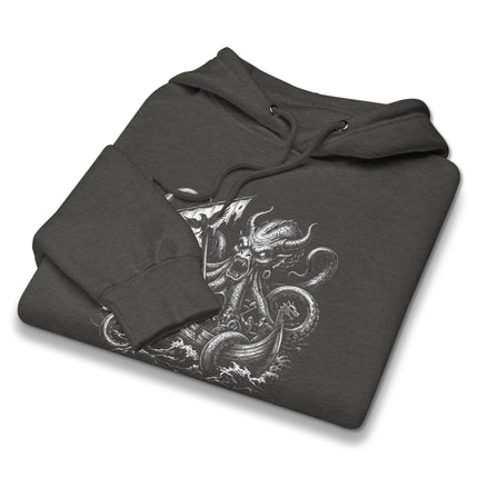 Kraken Viking Ship Hoodie | Sea Monster Mythical Unisex Pullover Hoodie