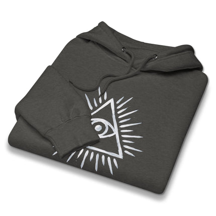 Black pullover hoodie featuring the Eye of Providence and pyramid symbol design.