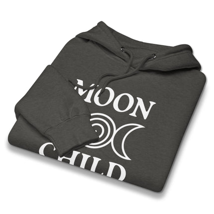 Witchy celestial hoodie featuring a triple moon goddess symbol design.