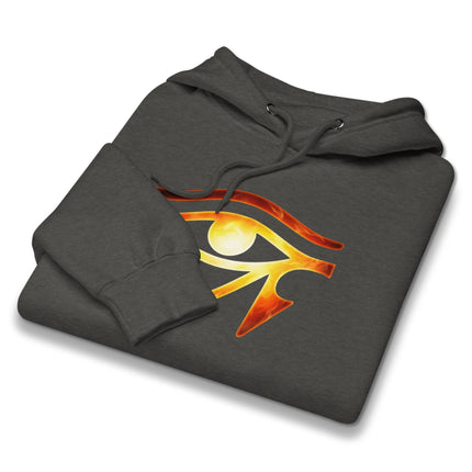 Ancient Egyptian Eye of Ra sun god graphic pullover fleece hoodie design.
