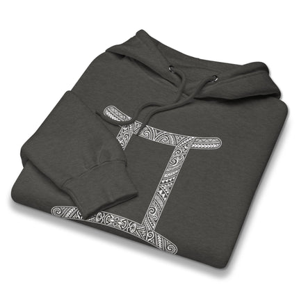 Tribal Gemini zodiac sign hoodie featuring an astrological graphic print pullover fleece.