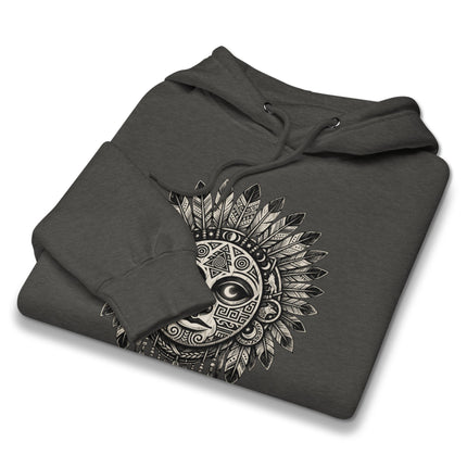 Tribal Lunar Mask Sacred Geometry Graphic Hoodie - Bohemian Style