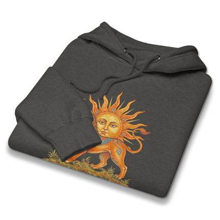Lion & Sun Persian Symbol Hoodie | Iranian Heritage Graphic Pullover Hoodie