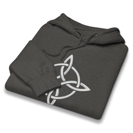 Witch's Knot Celtic protection symbol graphic printed on a pullover hoodie.