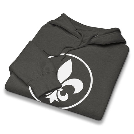 Classic Fleur de Lis symbol pullover hoodie featuring the elegant French royal lily graphic print.