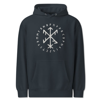 Success Bind rune pullover hoodie featuring Norse Viking Elder Futhark symbols print.