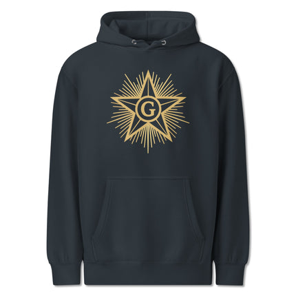 Freemason Blazing Star graphic on a masonic enlightenment pullover hoodie.