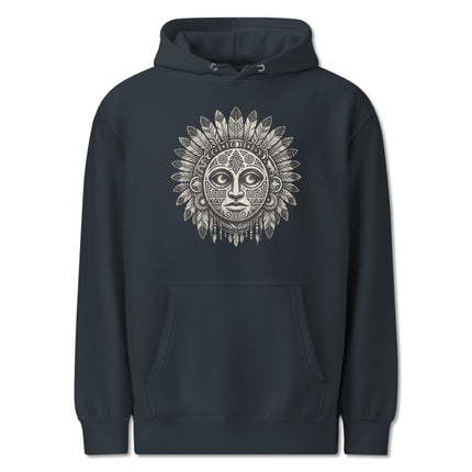 Tribal Lunar Mask Sacred Geometry Graphic Hoodie - Bohemian Style