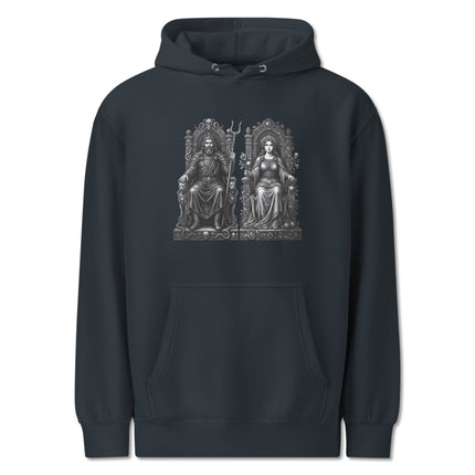 Hades and Persephone Greek mythology king queen throne design hoodie graphic print.