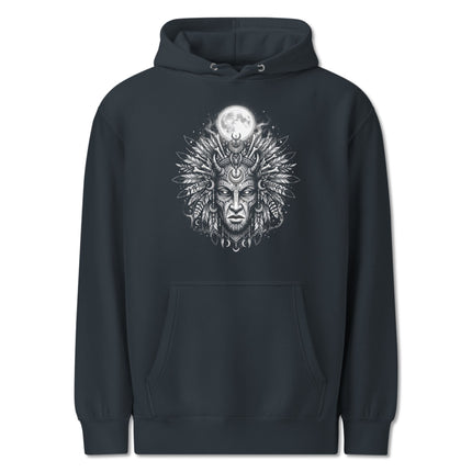 Tribal Moon Mask Hoodie | Celestial Moon Design Pullover
