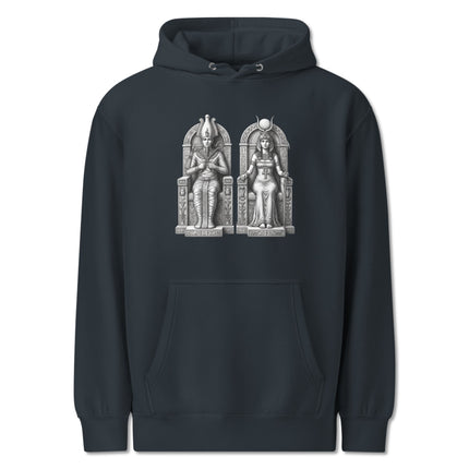 Isis and Osiris ancient Egyptian gods graphic print on a mythology pullover hoodie.
