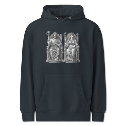 Zeus and Hera Greek mythology king queen graphic pullover fleece hoodie design.