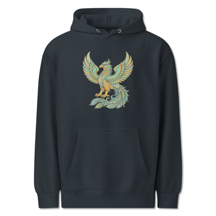 Homa Bird Hoodie | Persian Mythology Phoenix Gold Teal Graphic Pullover Hoodie