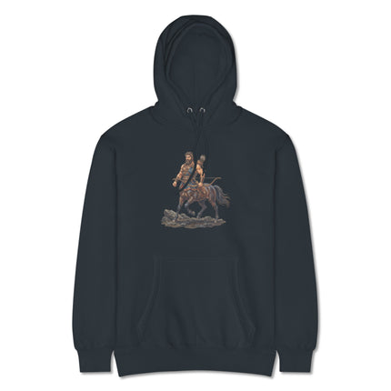 Graphic hoodie featuring a mythological Centaur archer figure print from Greek mythology.