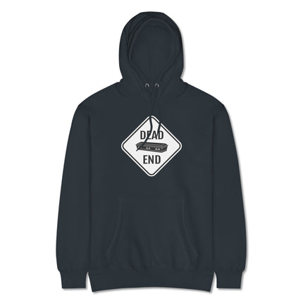Dead End Coffin Road Sign dark humor graphic pullover fleece hoodie print.