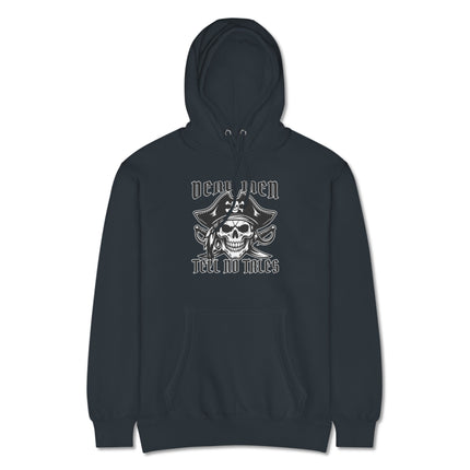 Pirate skull and swords graphic pullover hoodie featuring Dead Men Tell No Tales style art.