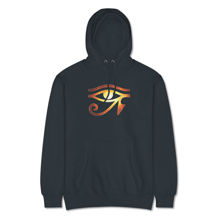 Ancient Egyptian Eye of Ra sun god graphic pullover hoodie fleece design.