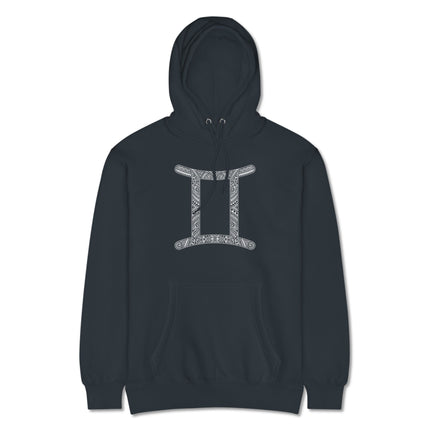 Gemini zodiac sign hoodie featuring a tribal astrology graphic pattern pullover fleece print.