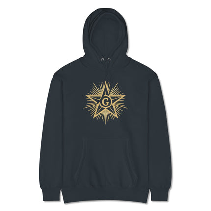 Blazing Star Masonic Enlightenment graphic on a pullover hoodie for Freemasons.