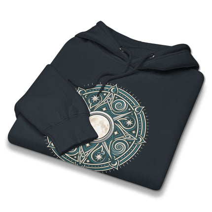 Arianrhods Wheel Celtic Mythology Moon Mandala pullover hoodie design.